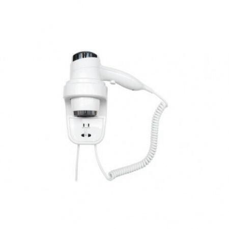 Настенный фен Nofer HOTELline белый с розеткой 1800-2200 W