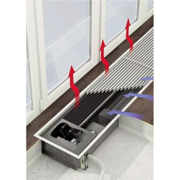Внутрипольный конвектор длиной 1,1 м - 1,5 м Varmann Qtherm Electro 230x110x1250