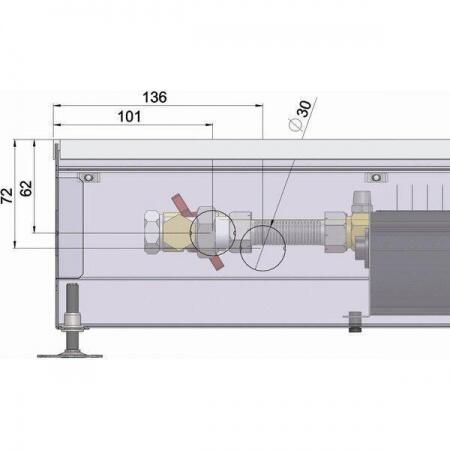 Внутрипольный конвектор длиной 1,6 м - 2 м Minib COIL-KT3  1750