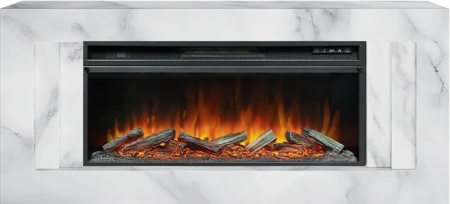 Каминокомплект Line 42 SFT White Marble (Разборный) - Белый мрамор с очагом Vision 42 LOG LED