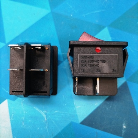 Выключатель красный (клавишный) 20А, 250V (4-х контакт.)