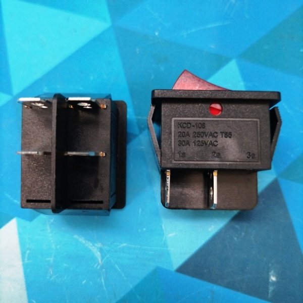 Выключатель красный (клавишный) 20А, 250V (4-х контакт.)