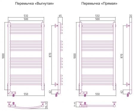 Электрический полотенцесушитель лесенка Сунержа Богема 2.0 1000х500