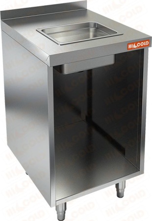 Стол закрытый с трех сторон с мойкой, с бортом  HICOLD  НБМСЗОМ-5/7Б
