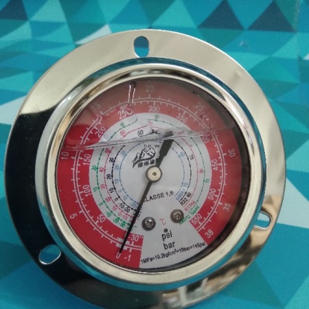 Манометр глицериновый 500 GF (высокого давления)  (R404a, R22, R407, R134; крепление на панель; 1/4"