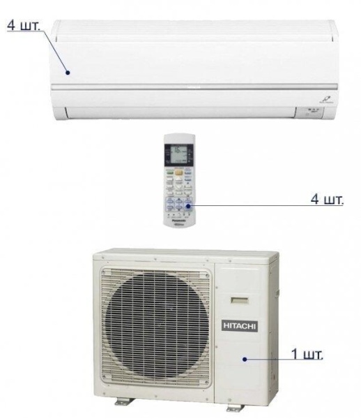 Мульти сплит система Hitachi RAM-71QH5/RAS-10QH5EA*4шт