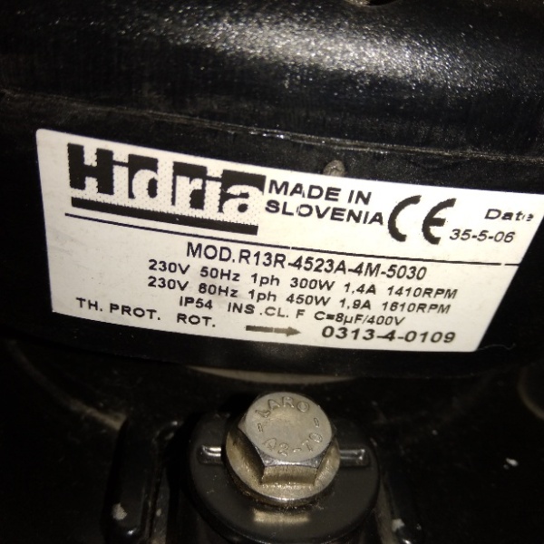 Вентилятор Hidria R13R-4523A-4M-5030 (450 mm., 220V, 300W, 1410rpm., всас) Словения