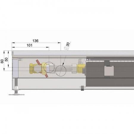 Внутрипольный конвектор длиной 1,6 м - 2 м Minib COIL-KT110 1750