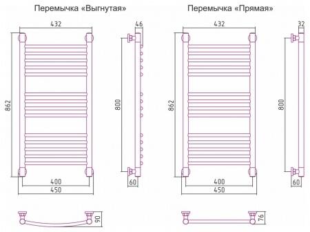 Водяной полотенцесушитель лесенка Сунержа Богема+ 800x400
