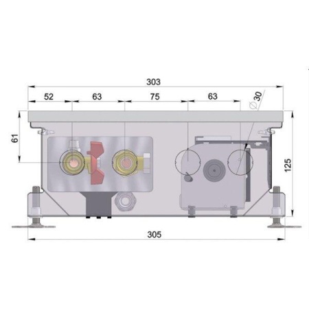 Внутрипольный конвектор длиной 1,1 м - 1,5 м Minib COIL-KT 1250