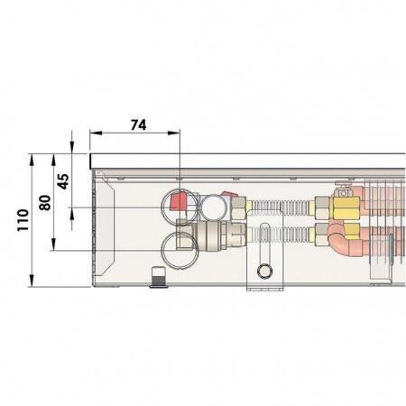 Внутрипольный конвектор длиной 2,1 м - 3 м Minib COIL-PB110 2750