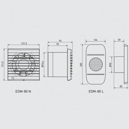 Вытяжка для ванной диаметр 100 мм Soler & Palau EDM 80 L